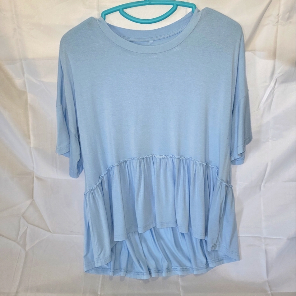 Baby blue high low shirt